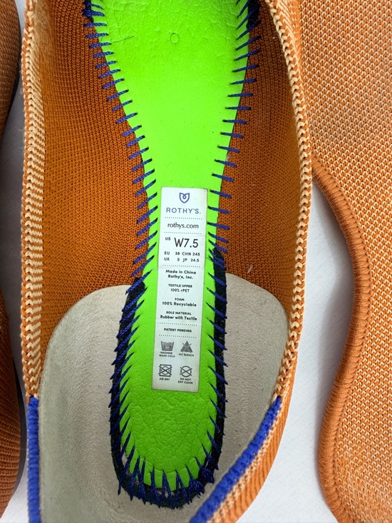 Rothy’s Pointed Toe Knit Flats Rust Orange Women’s 7.5 - Picture 8 of 10